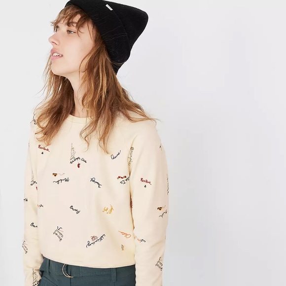 Madewell Sweaters - Madewell NYC Boroughs Embroidered Cream Sweater S